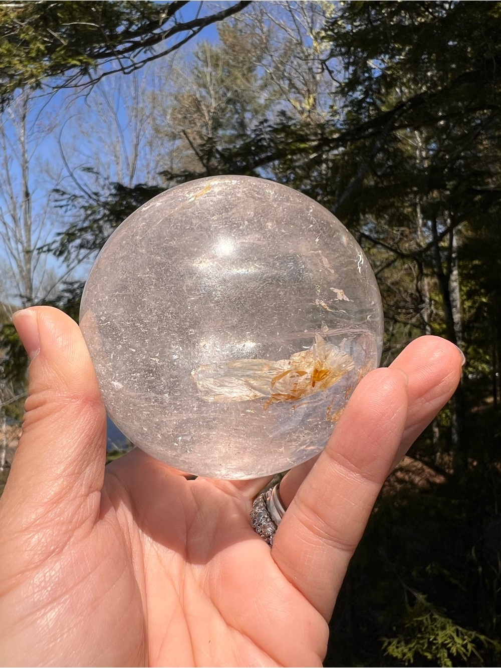Clear (22) quartz with golden healer with light stand | crystal